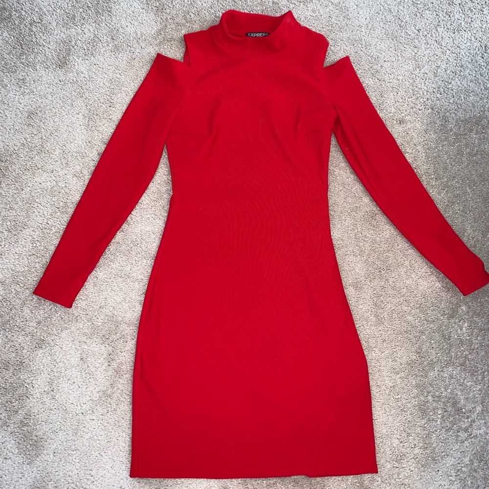 Red cold shoulder dress